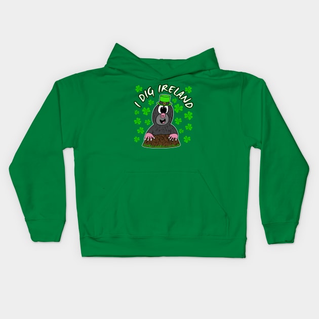 St. Patrick's Day 2022 Mole I Dig Ireland Kids Hoodie by doodlerob